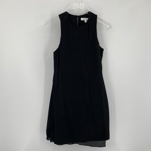 Elizabeth and James black shift dress chiffon drape sleeveless sheath 6